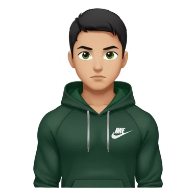 hot asain man wearing a black nike hoodie and dark green eyes with muscles  sticker