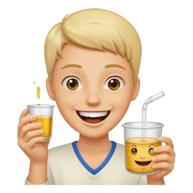 holding pee cup and laughing  sticker