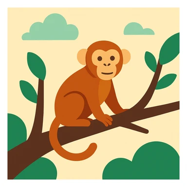 Flat design style monkey in the tree sticker