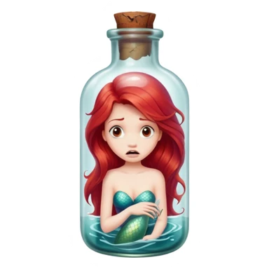 little mermaid in bottle, trapped in fear sticker