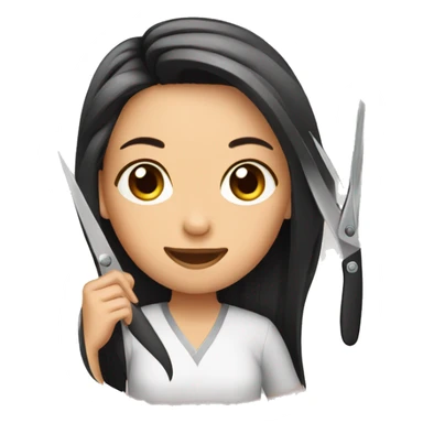 Girl cutting hair sticker