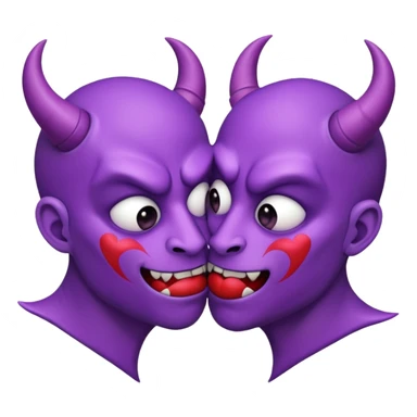 two purple demons kissing  sticker