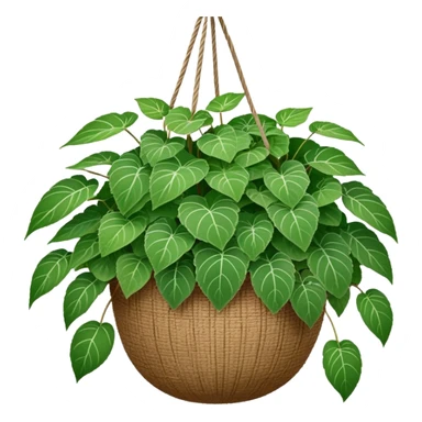 Plectranthus Verticillatus plant with very round circular green leaves in a coconut fiber hanging basket sticker