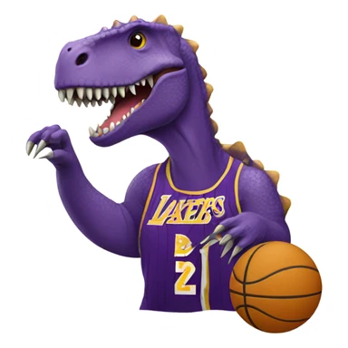 dinosaur wearing lakers  sticker