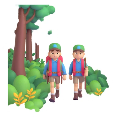 adventurer walking through a magical forest sticker