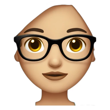 Dark brown hair girl with red rimmed eye glasses blushing sticker