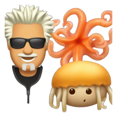 guy fieri with a squid head sticker