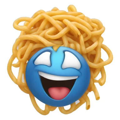 laughing emoji with spaghetti coming out of its nose sticker