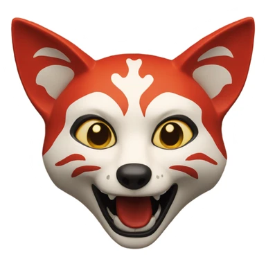 Red Kitsune mask, shocked amazed face sticker