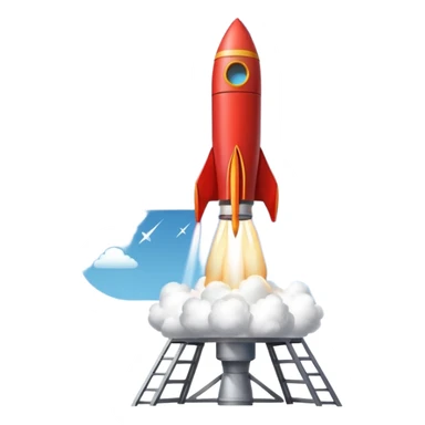 launching a rocket from a platform, with huge cloud  sticker