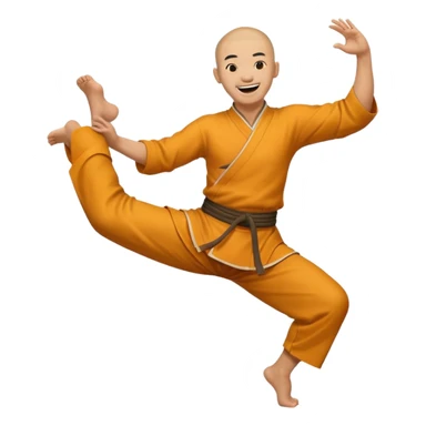 A Shaolin monk laughing while raising one leg  sticker