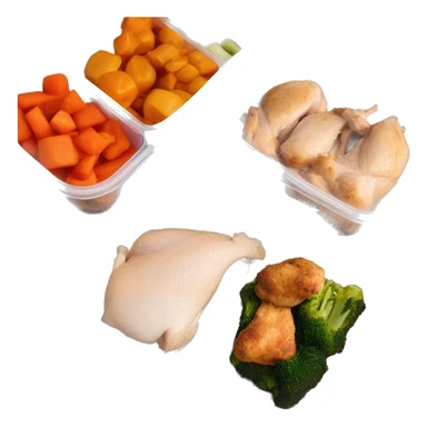 Meal prep container with two compartments: chicken in the big compartment and veggies in the small compartment  sticker