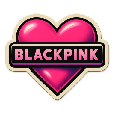BLACKPINK-inspired object, black and pink colors, nostalgic playful sticker look, retro stickers style sticker