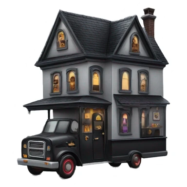 Wednesday Addams haunted dream house and food truck  sticker