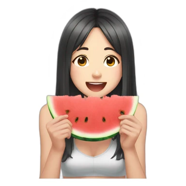 anime girl eating watermelon sticker