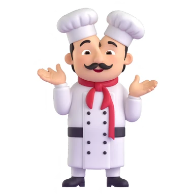 chef making a 'chef's kiss' gesture, expressive, clear, suitable for emoji sticker