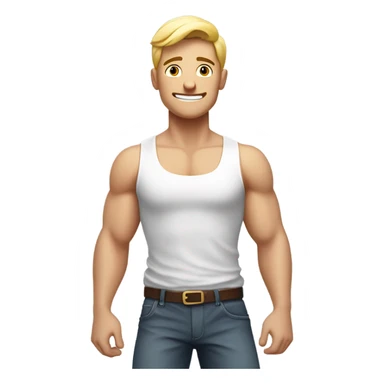 white young muscle man with his hands behind his head in a relaxed pose sticker