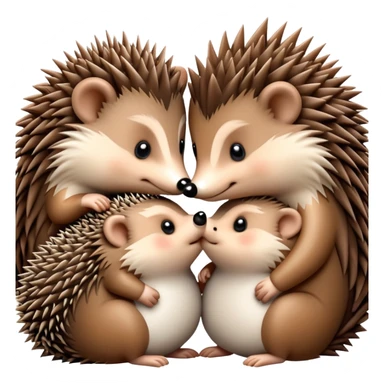 3 hedgehogs kissing sticker