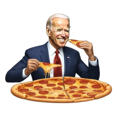 biden eating pizza sticker