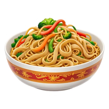 Cinematic Realistic Chow Mein Dish Emoji, showcasing stir‚Äêfried noodles with crisp vegetables and tender meat, rendered with lifelike detail and vibrant, dynamic lighting. sticker