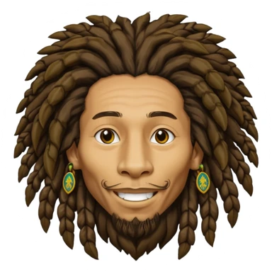 very realistic Bob Marley with gigantic dread locks in form heraldic crest with lion sticker