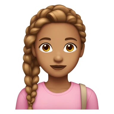 Girl with brown eyes light brown hair and a side braid and a pink shoulder shirt and light caramel skin tone sticker