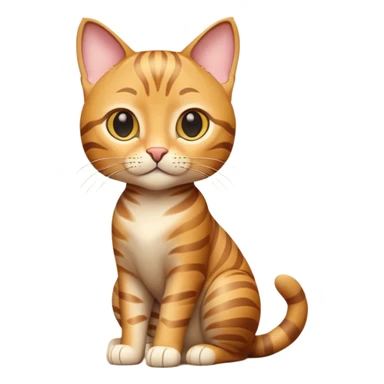 A 3D cartoon golden tabby Bengal cat with realistic striped pattern, warm lighting, natural depth, Memoji-style cinematic detail. full body or half body. sticker
