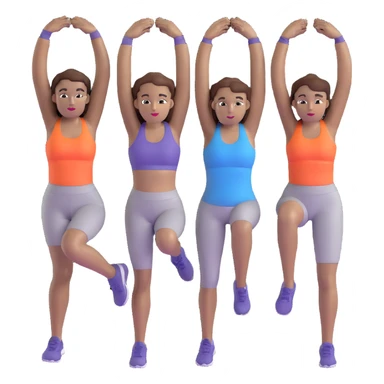 three women friends exercising together, one black woman with brown hair, two white women with brown hair sticker