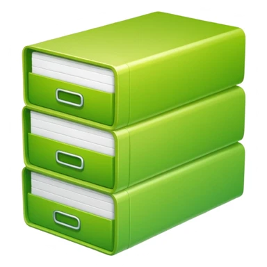 A stack of files from a box, with a gradient in the form of an acid green color. in the style of Airbnb sticker