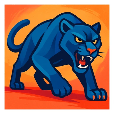 sleek blue panther, modern illustration, vibrant toon style, dynamic and bold sticker