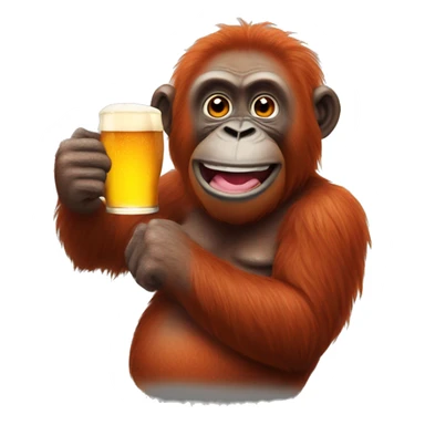 Orangutan with beer  sticker