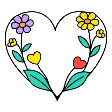 Get well soon. With hearts and flowers  sticker