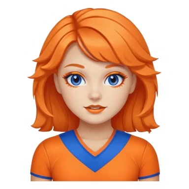 cheerleader  within a circle of shades of orange and blue sticker