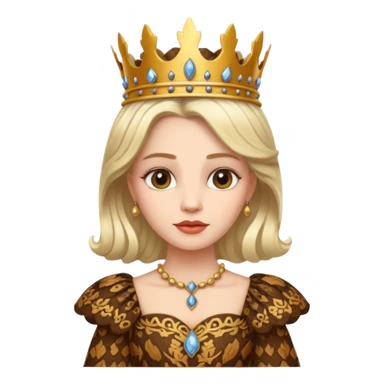 Queen wearing a bark-patterned dress sticker