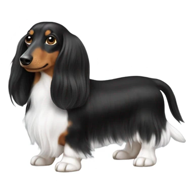 white and black long haired dachshunds  sticker