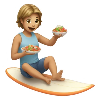 person gender fluid eating poke while surfing sticker