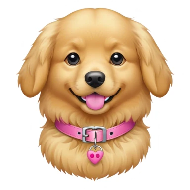golden retriever wearing pink dog collar sticker