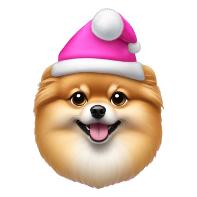 Pomeranian dog with pink christmas hat sticker