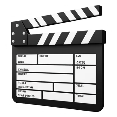 minimalist black and white film clapperboard, geometric shapes only sticker