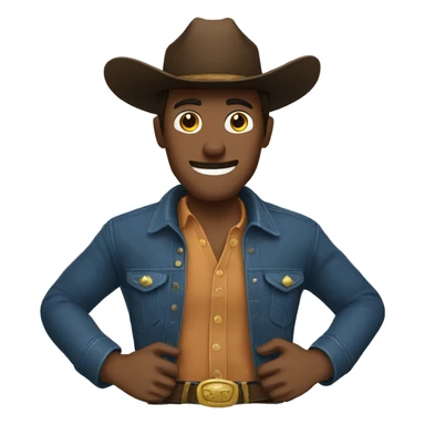 An cowboy emoji removing his hat with his hands sticker