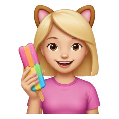 Girl eating paw popsicle sticker