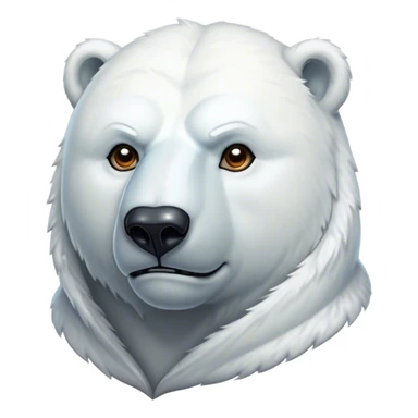 Cinematic Noble Polar Bear Portrait Emoji, Poised and regal, with a strong, muscular build cloaked in thick, snowy fur and piercing, determined eyes, Simplified yet sharp and sophisticated features, highly detailed, glowing with a soft, dignified polar glow, high shine, intelligent and majestic, stylized with an air of arctic authority, focused and commanding, soft glowing outline, capturing the essence of a watchful and confident guardian that feels as though it could step out of the screen with effortless authority! sticker