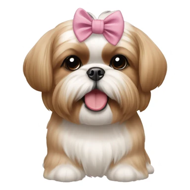 light brown shihtzu with a bow in her head smiling sticker