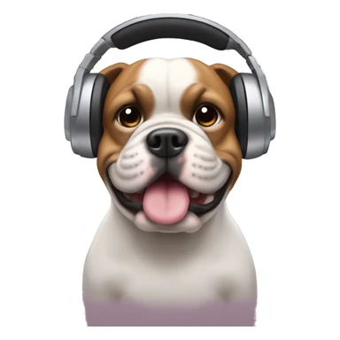frech buldog with headphones sticker