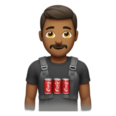 A man with 8 cans of coke sticker
