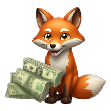 fox with bags of money sticker