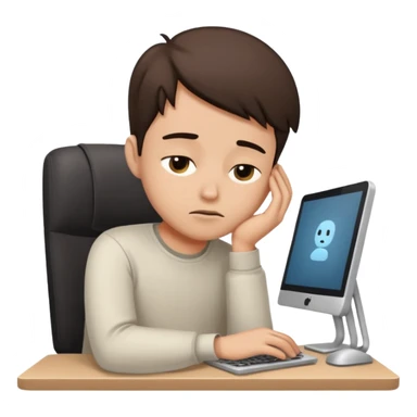 young programmer working at the computer, sleepy sticker