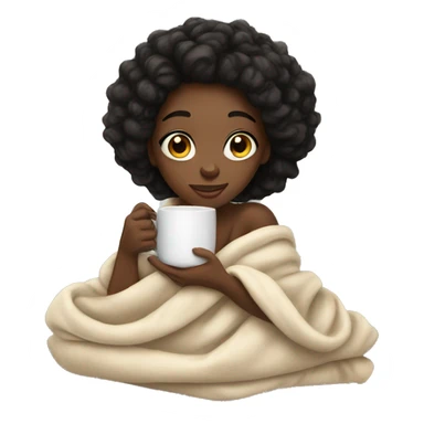 a black girl curled in a blanket with tea mug sticker