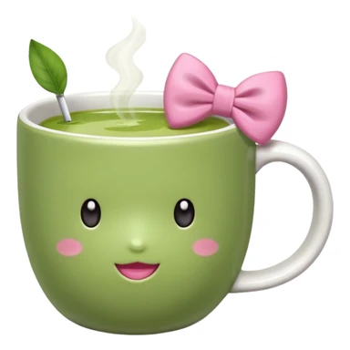 Make a cup of match tea in a mug with a bow on it sticker