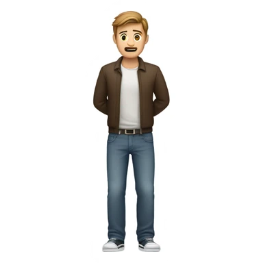 White guy brown hair holding lower back in pain  sticker